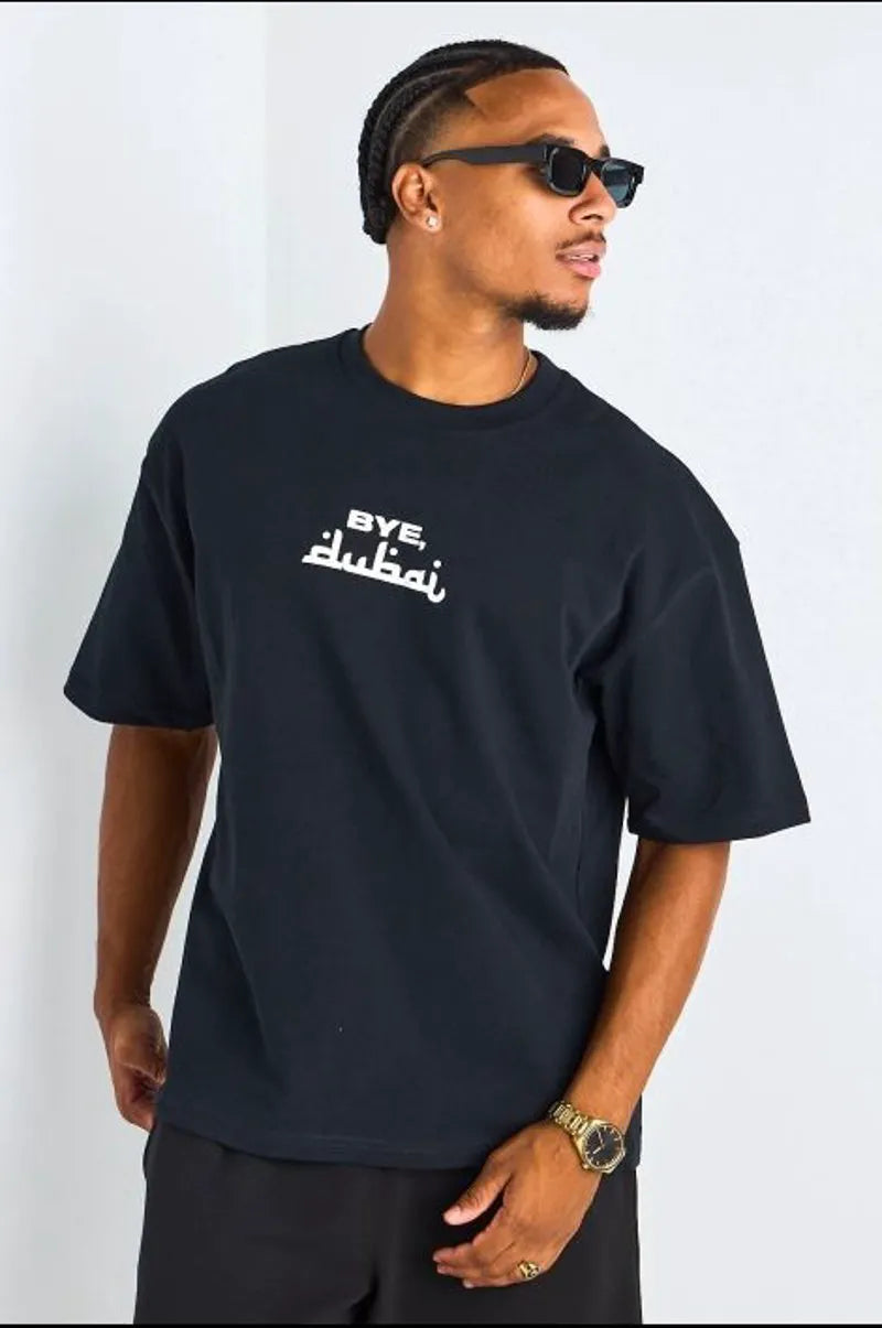 T-shirt à motif " bye dubai " noir