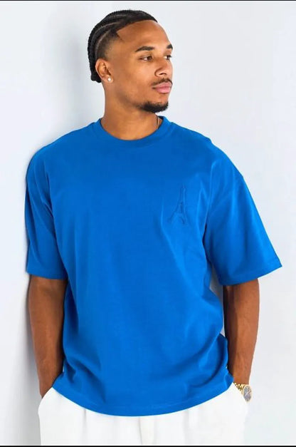 T-shirt à motif " Tour Eiffel " bleu roi