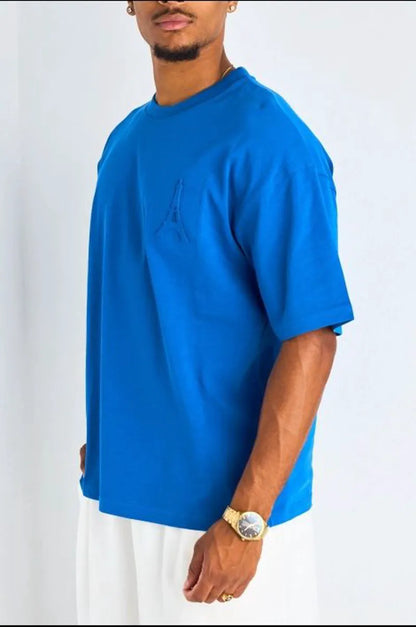 T-shirt à motif " Tour Eiffel " bleu roi