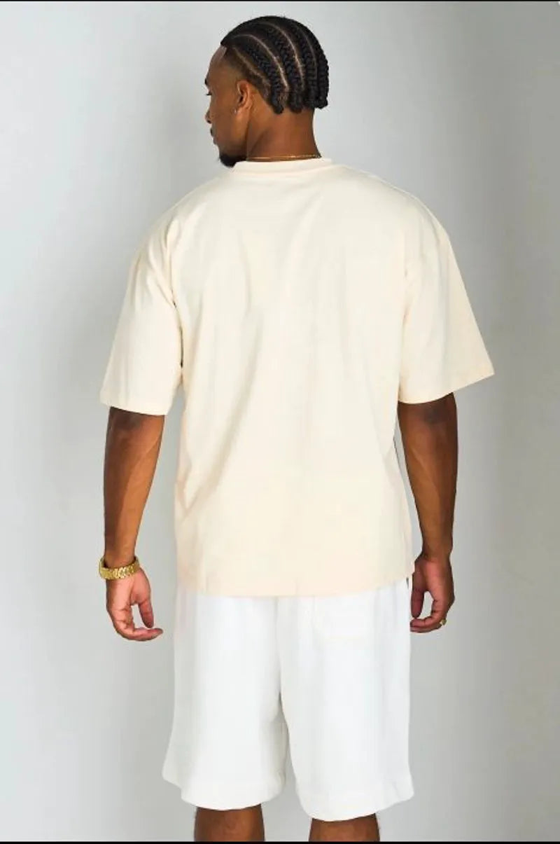 T-shirt beige à broderie '' H "