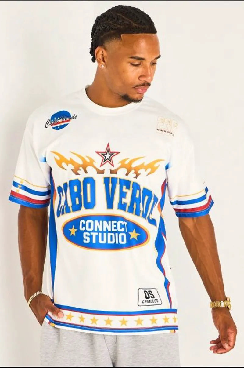 Tee-shirt blanc à inscription '' Cabo Verde "