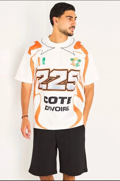 Tee-shirt blanc à inscription '' Cote d'Ivoire ''