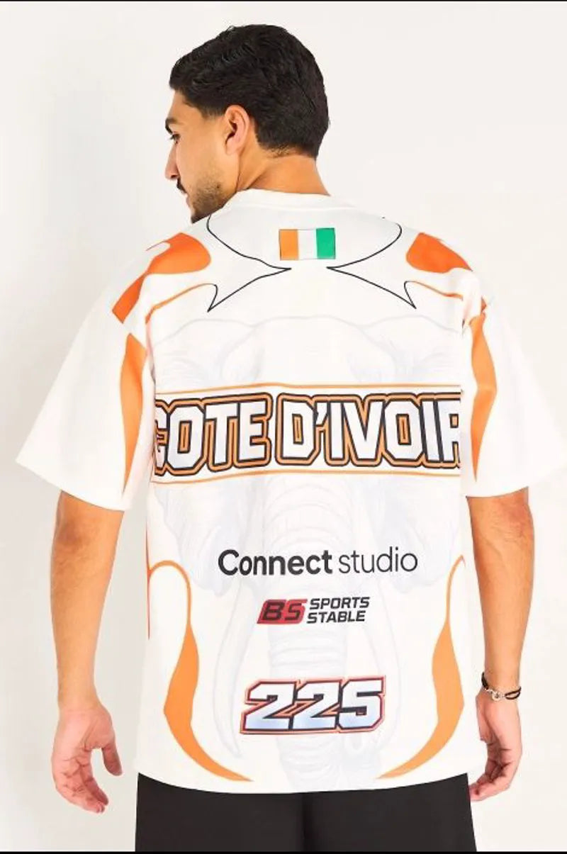 Tee-shirt blanc à inscription '' Cote d'Ivoire ''