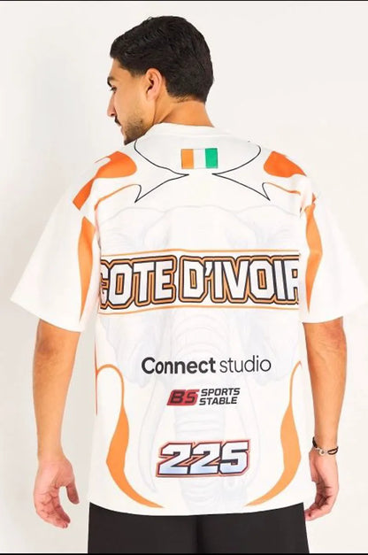 Tee-shirt blanc à inscription '' Cote d'Ivoire ''