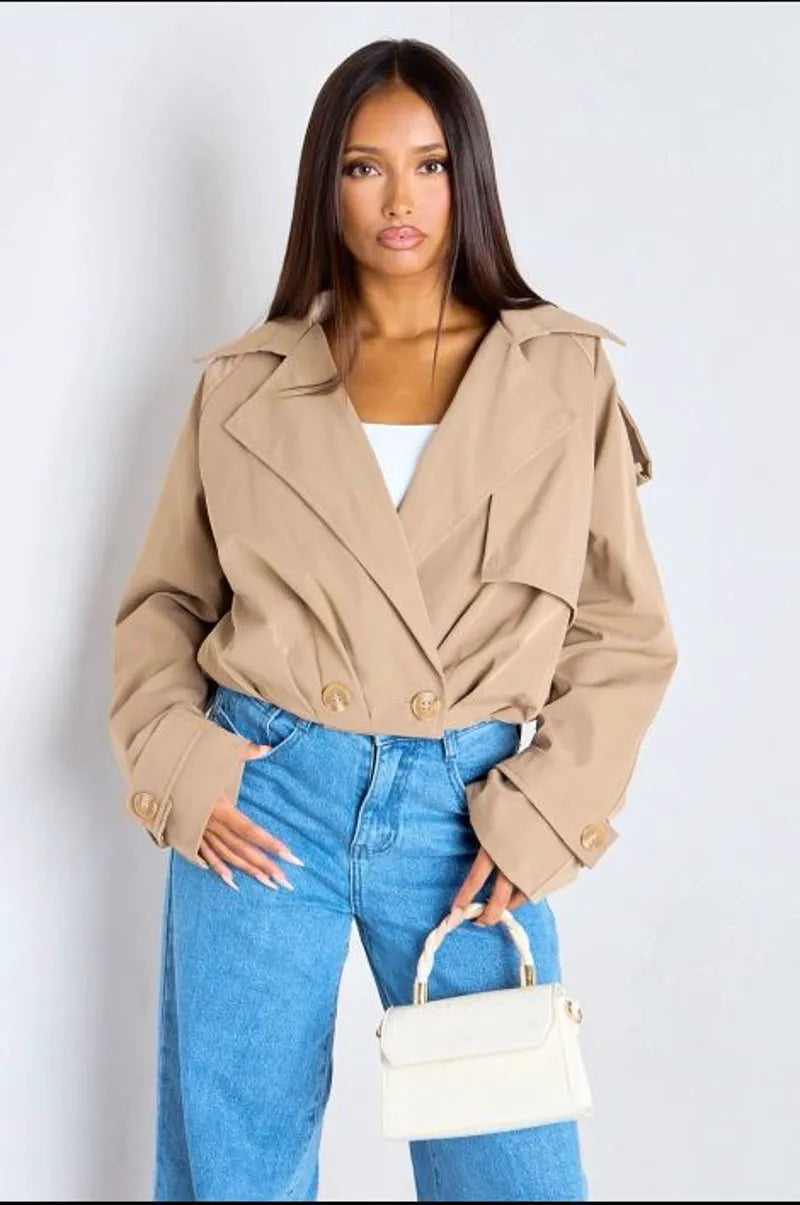 Camel wrap trench coat
