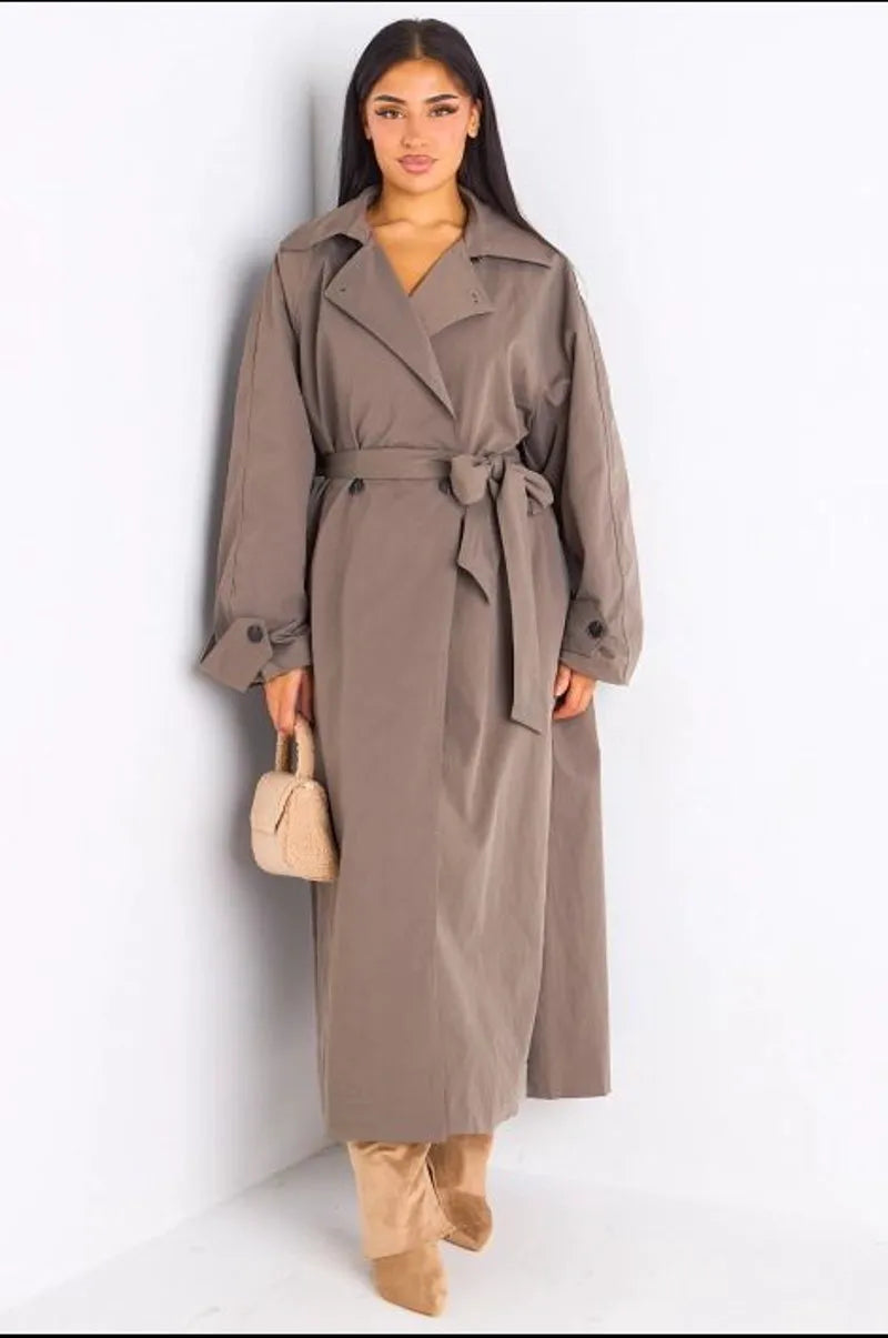 Trench long taupe