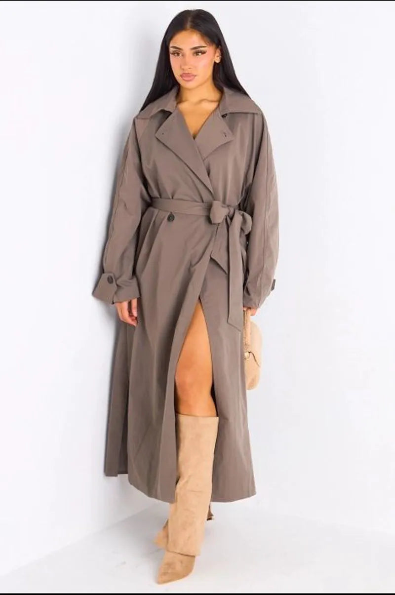 Trench long taupe