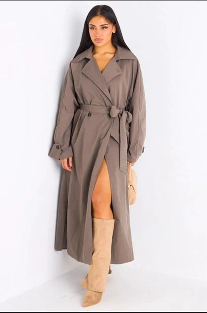 Trench long taupe
