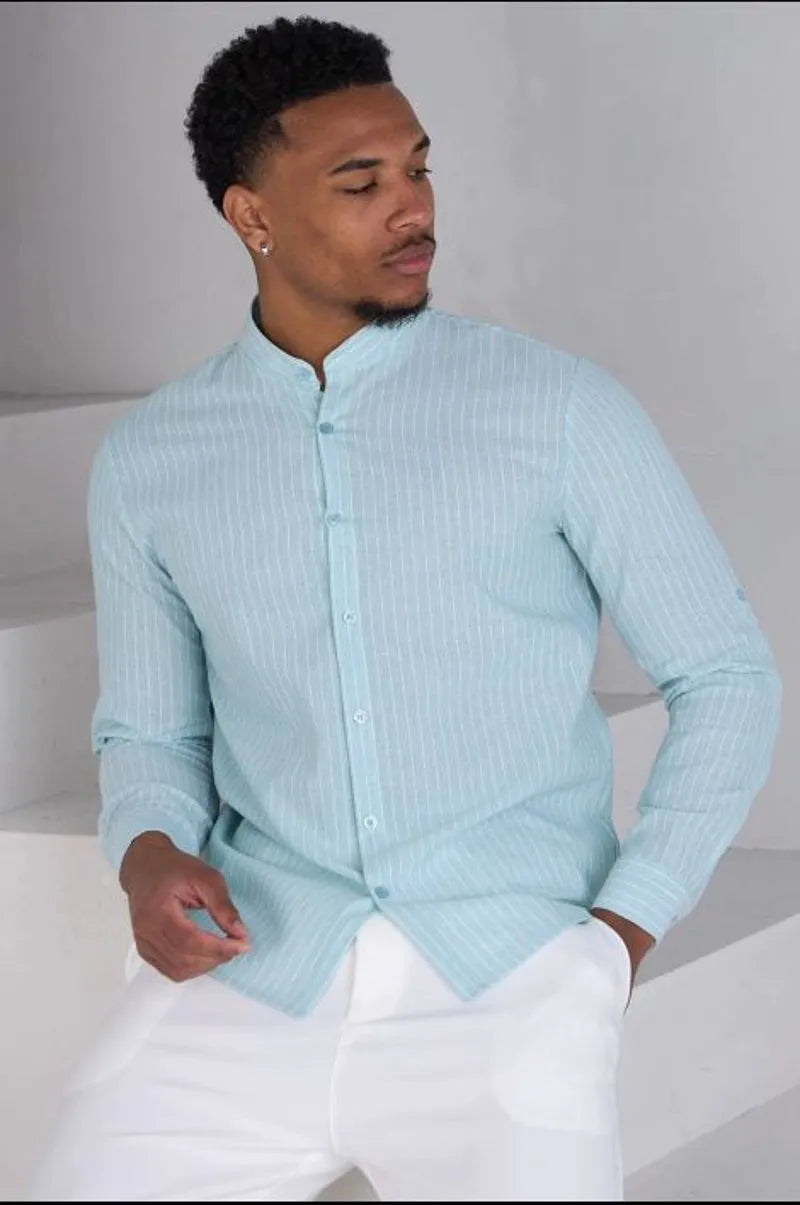 Turquoise striped long-sleeve shirt