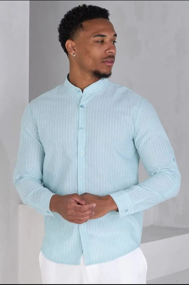 Turquoise striped long-sleeve shirt