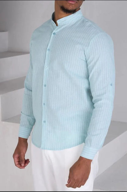 Turquoise striped long-sleeve shirt