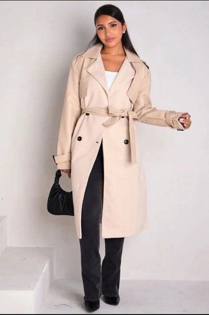 Two-tone faux leather jacket in beige