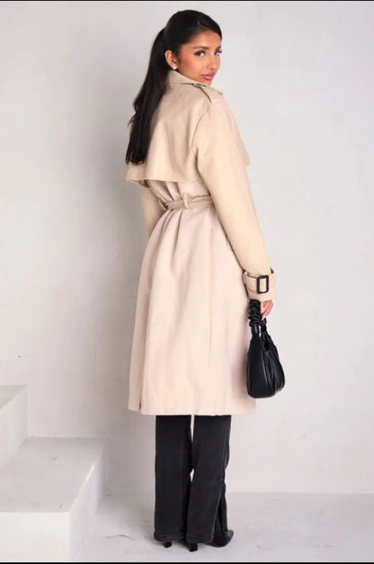 Two-tone faux leather jacket in beige