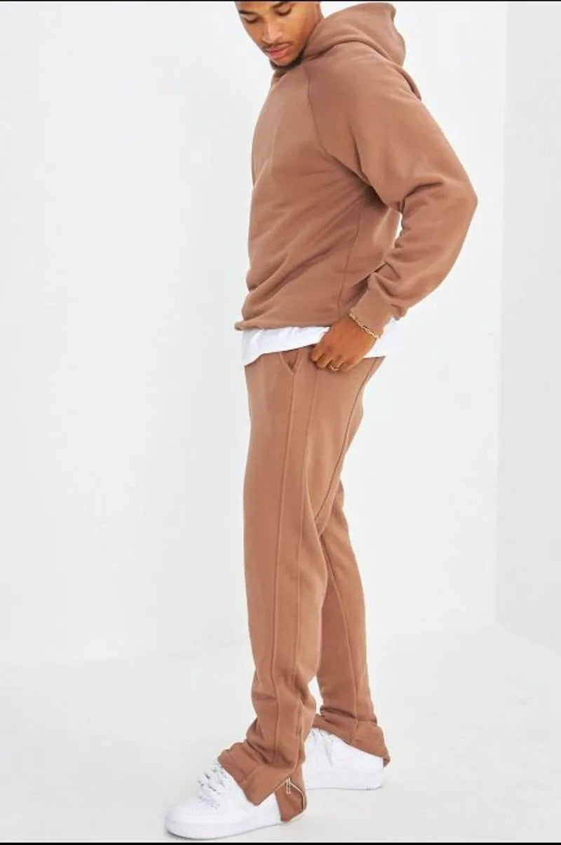 Two-piece brown sweatshirt and jogger set