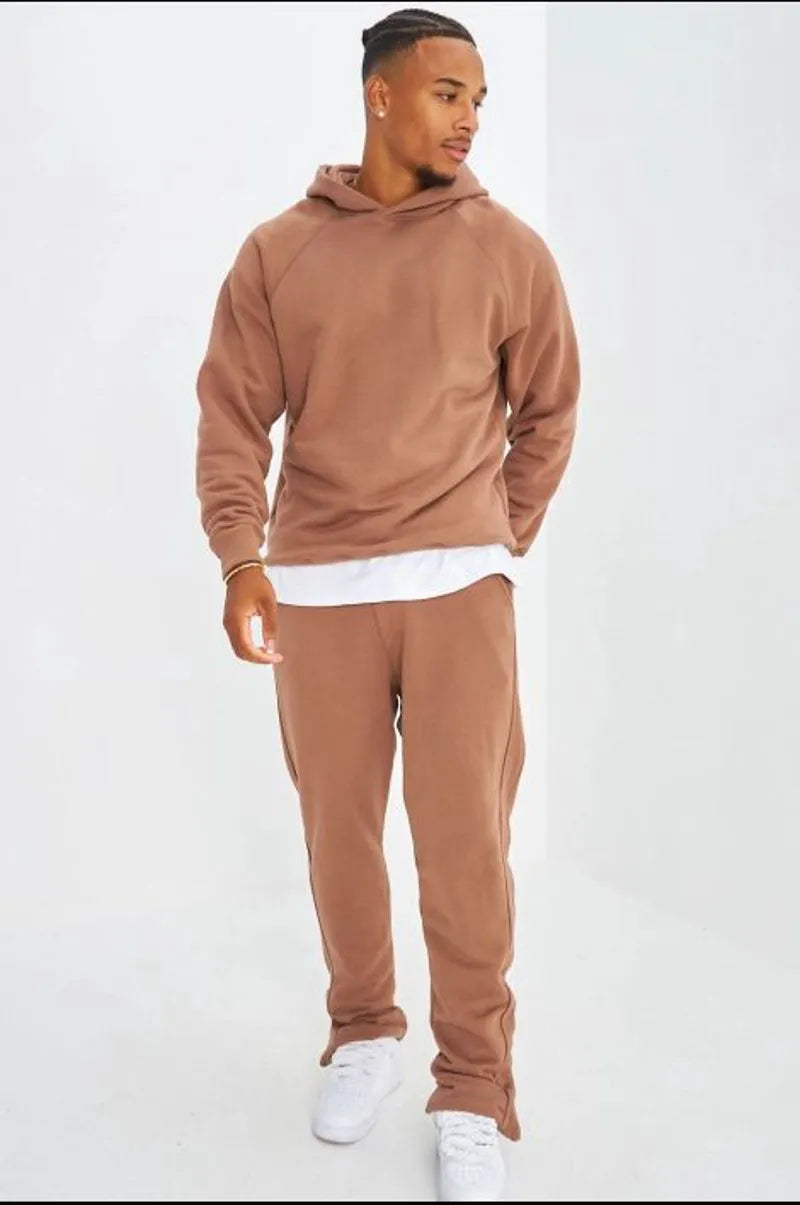 Two-piece brown sweatshirt and jogger set