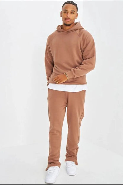 Two-piece brown sweatshirt and jogger set
