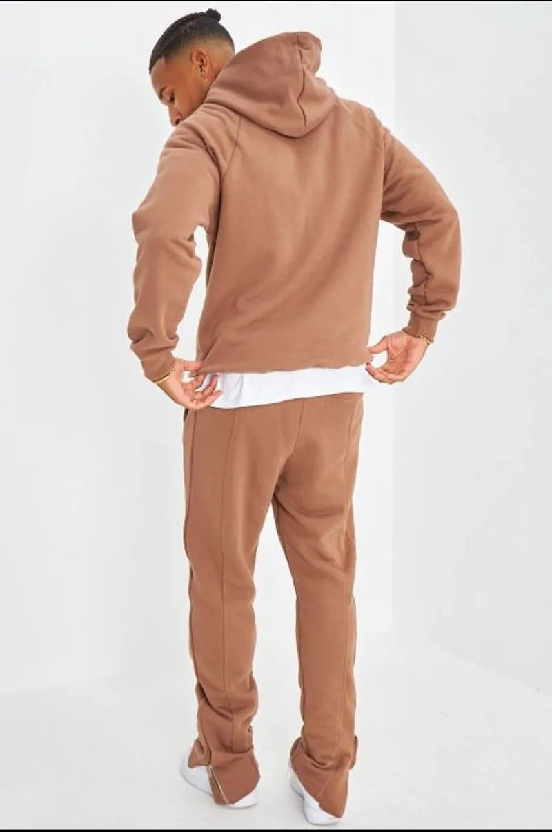 Two-piece brown sweatshirt and jogger set