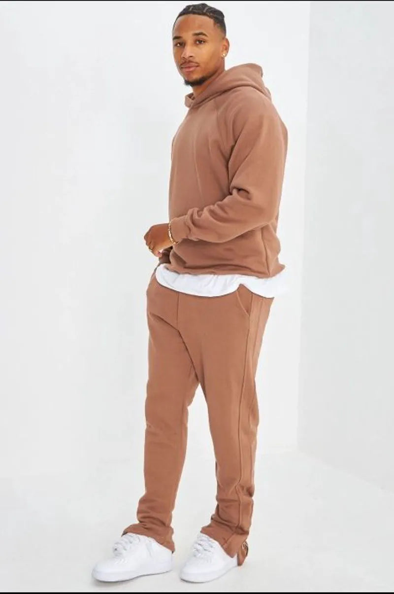 Two-piece brown sweatshirt and jogger set