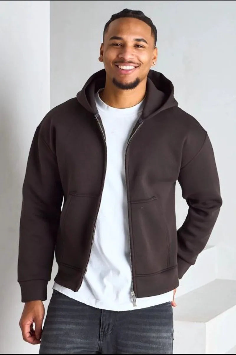 Veste à capuche manches longues marron