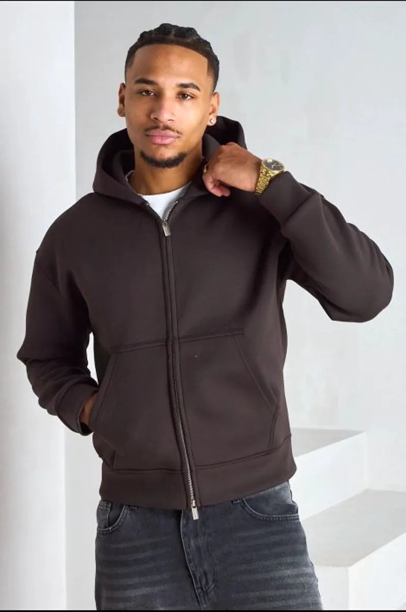 Veste à capuche manches longues marron