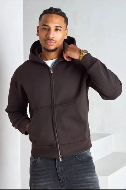 Veste à capuche manches longues marron