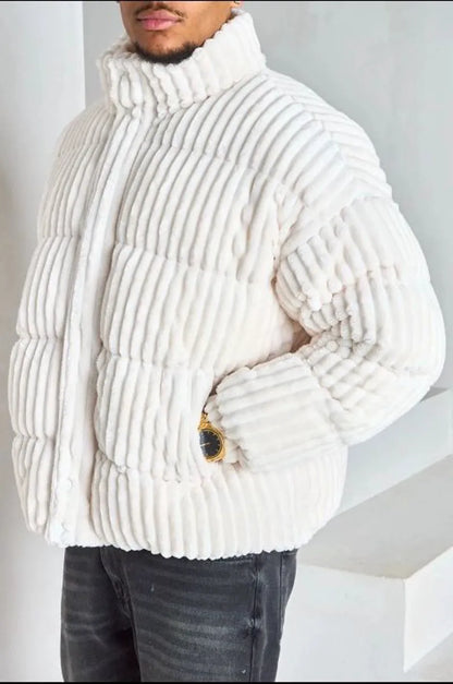 Veste blanche à col montant effet minky