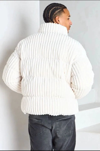 Veste blanche à col montant effet minky