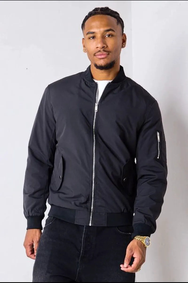Mid-season black bomber jacket