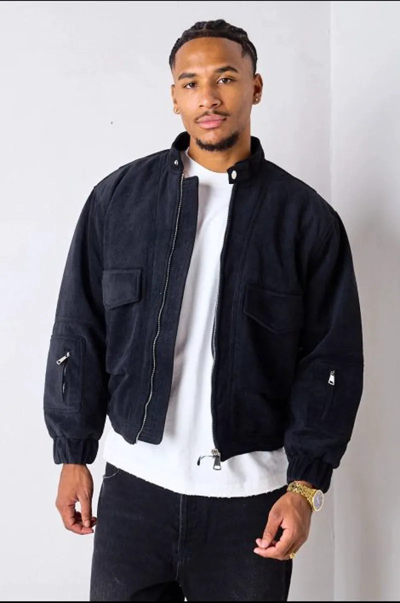 Black velvet bomber jacket