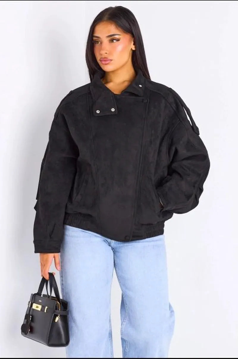 Veste courte en suédine noire