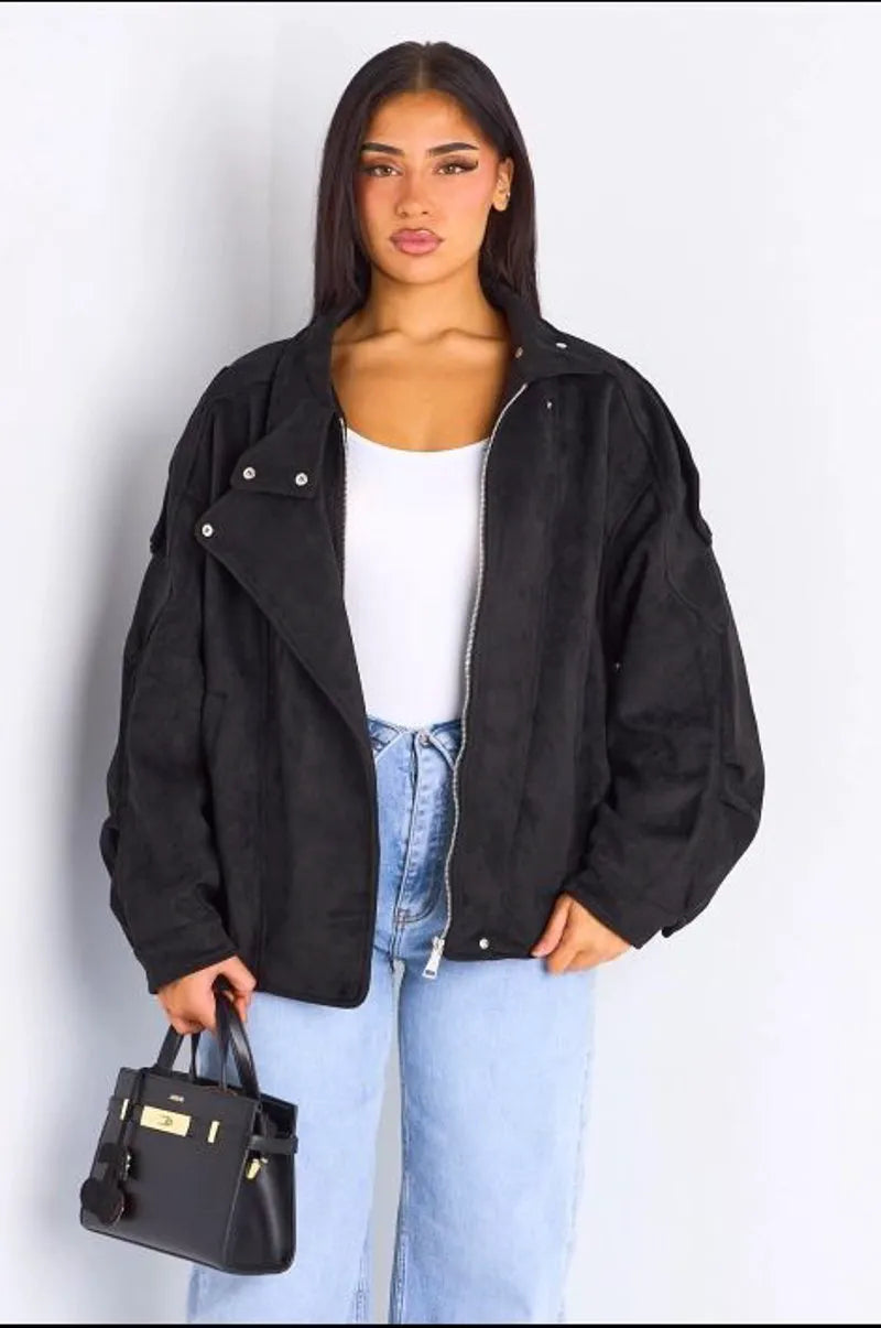 Veste courte en suédine noire