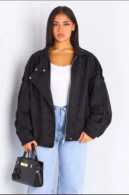 Veste courte en suédine noire