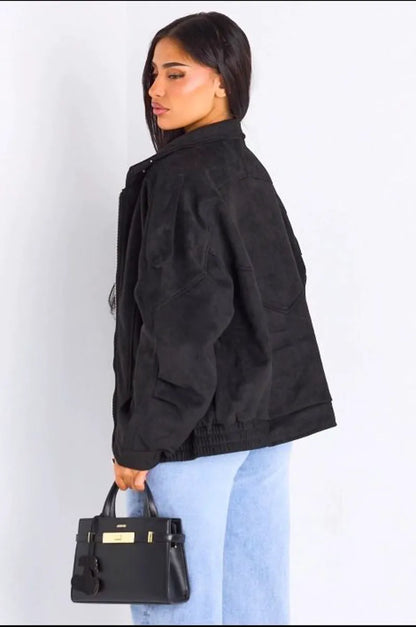 Veste courte en suédine noire