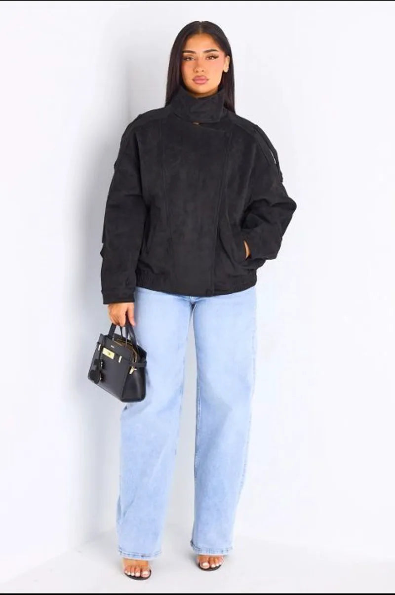 Veste courte en suédine noire