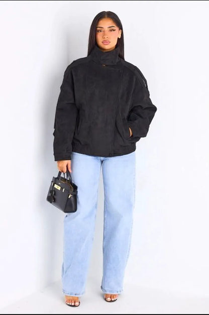 Veste courte en suédine noire