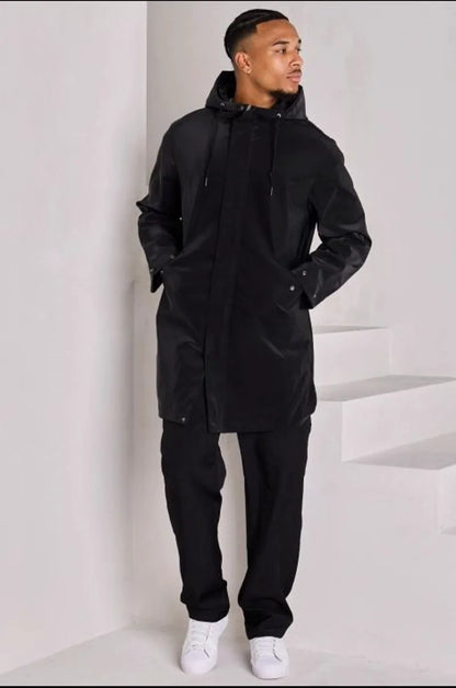 Textured black rain jacket
