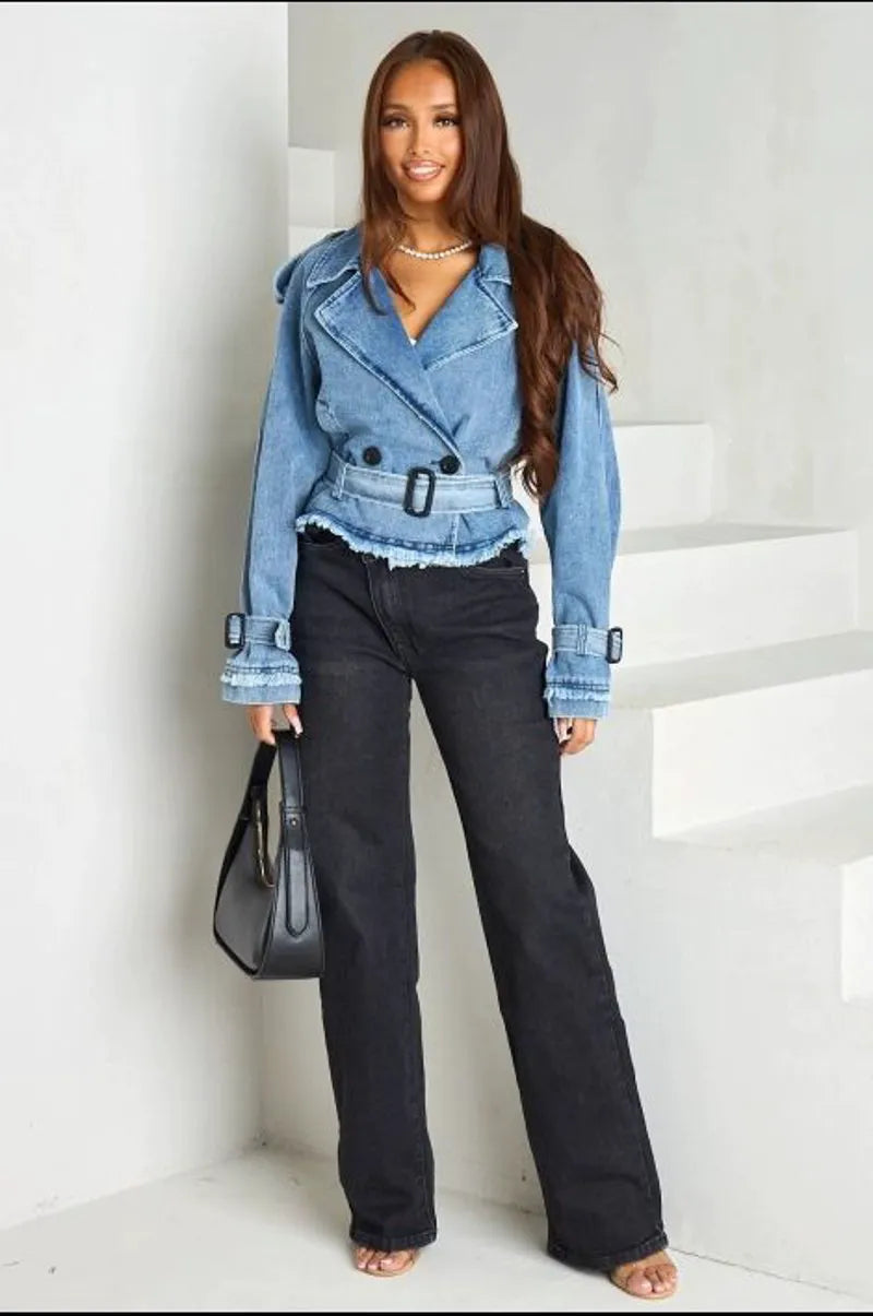 Veste en Jean manches longues bleu clair