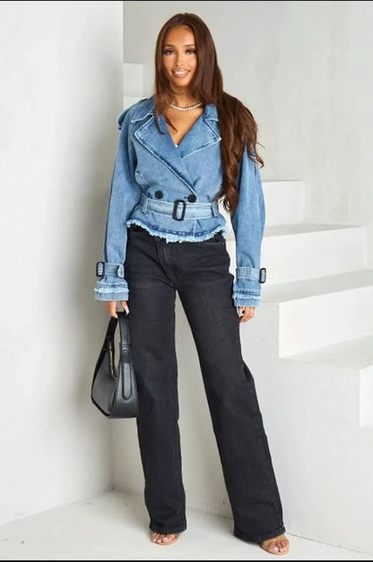 Veste en Jean manches longues bleu clair