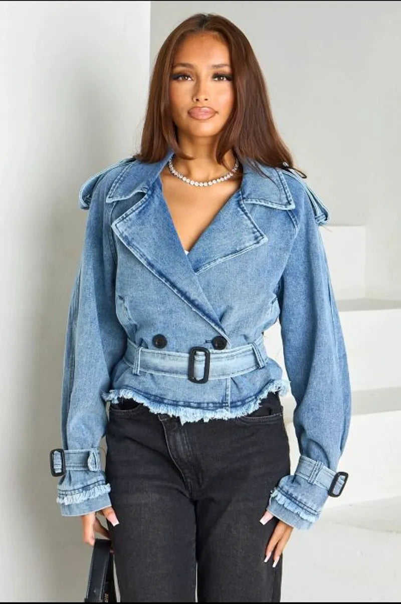 Veste en Jean manches longues bleu clair