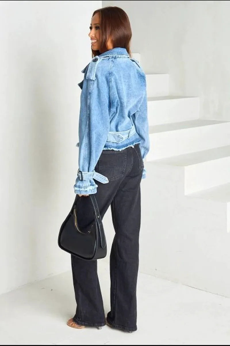 Veste en Jean manches longues bleu clair