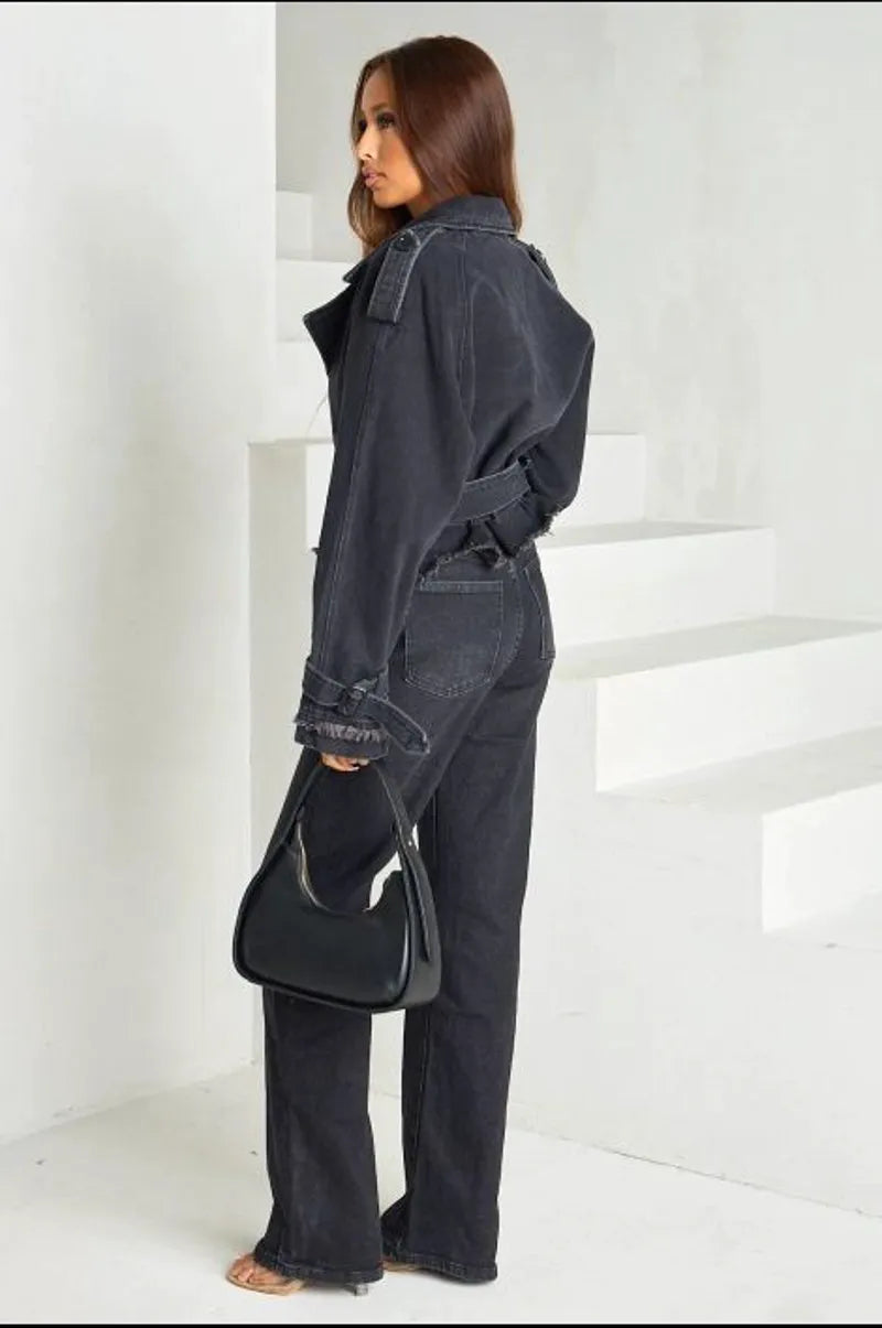 Veste en Jean manches longues noire