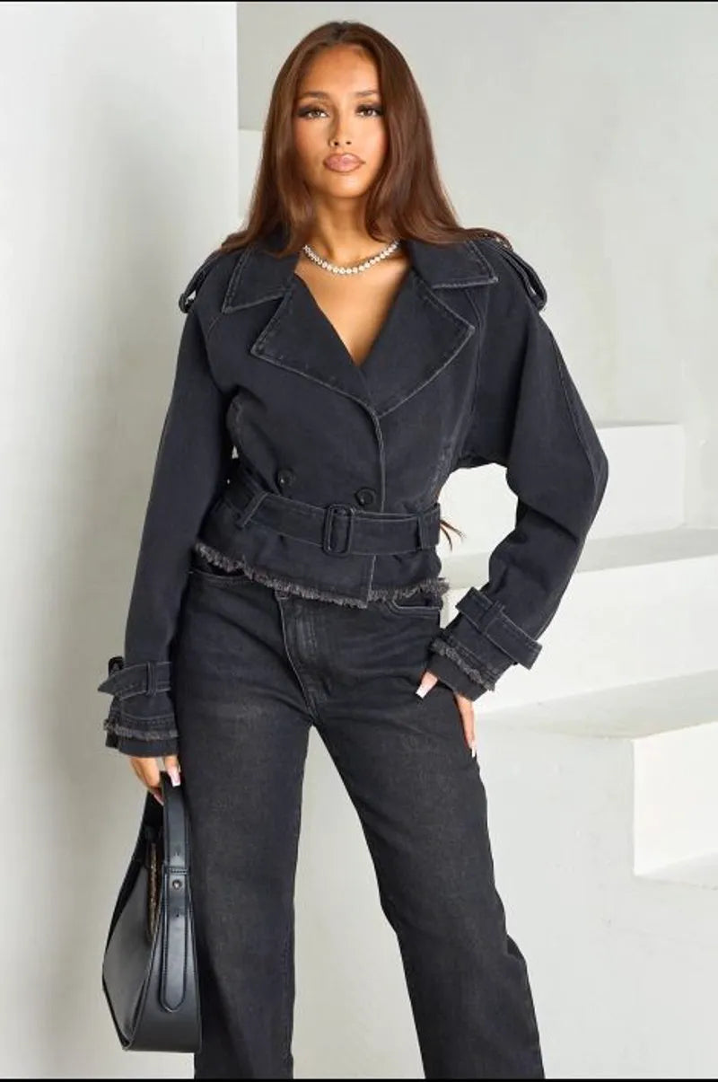 Veste en Jean manches longues noire
