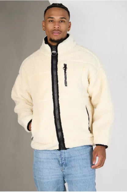 Beige sheepskin jacket with pocket