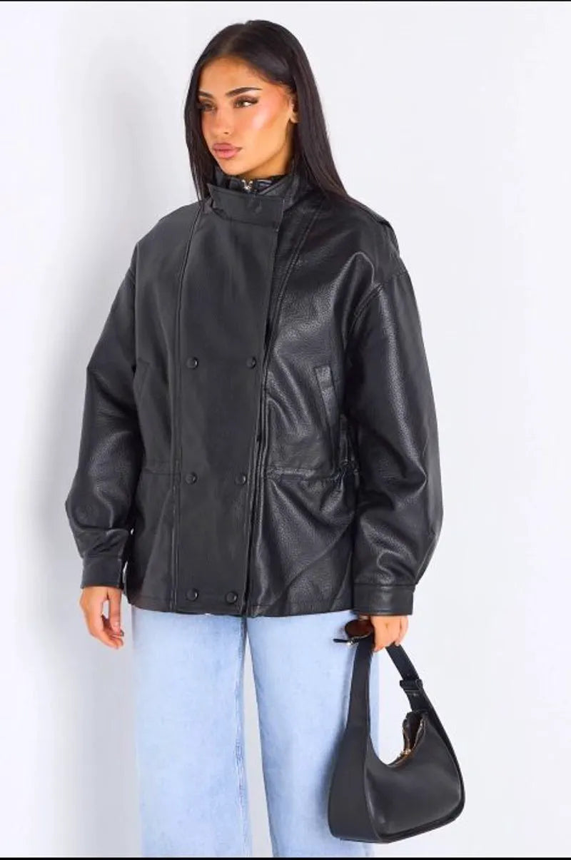Veste en simili cuir noir