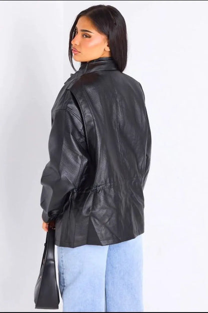 Veste en simili cuir noir