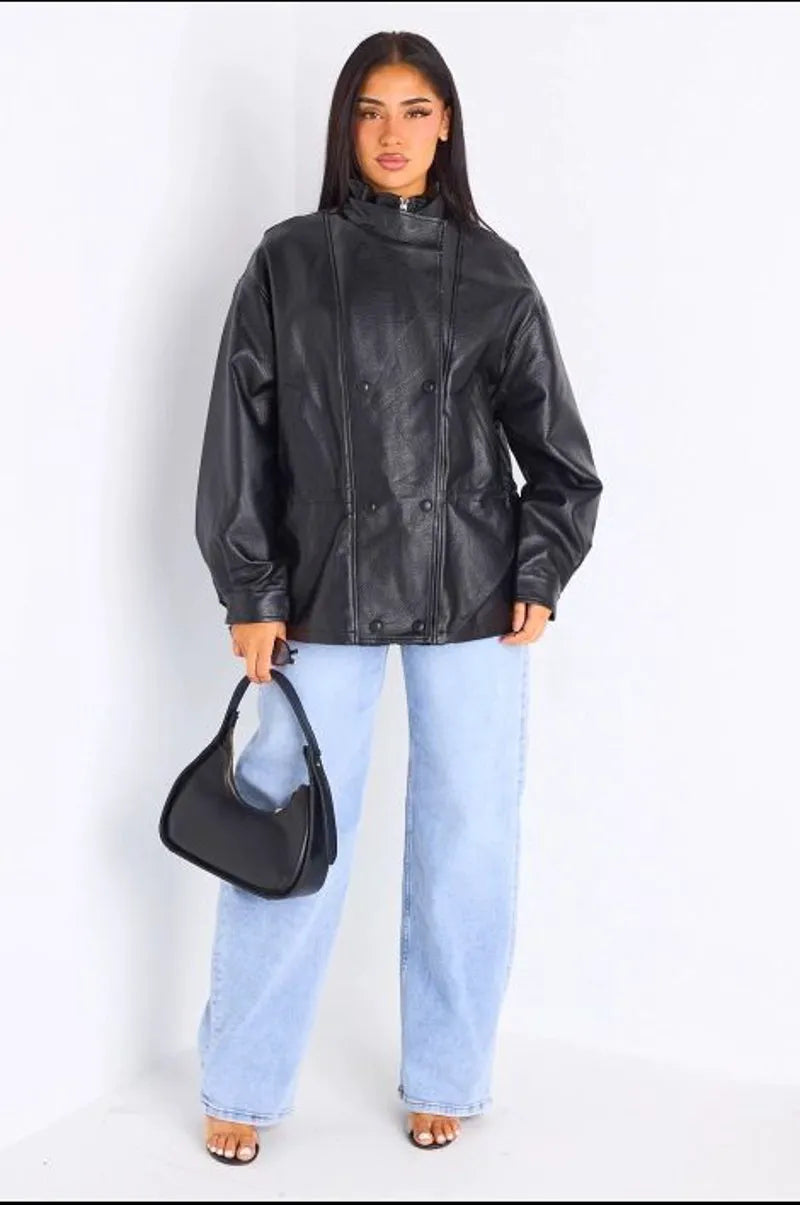 Veste en simili cuir noir