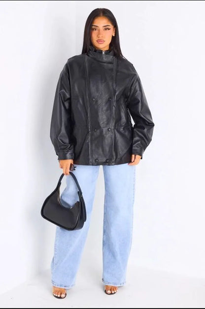 Veste en simili cuir noir