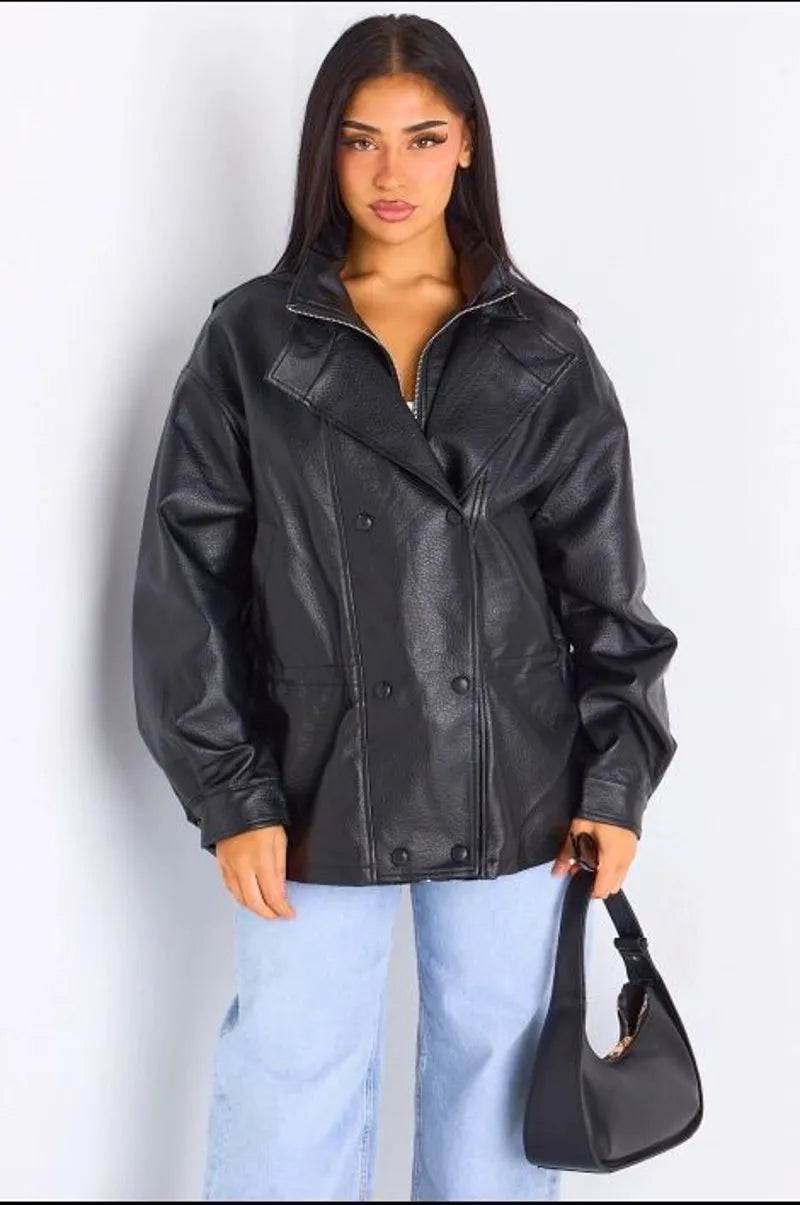 Veste en simili cuir noir