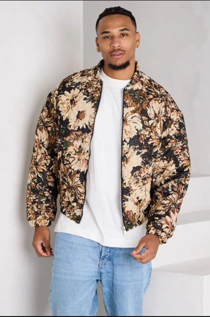 Black floral patterned printed jacket
