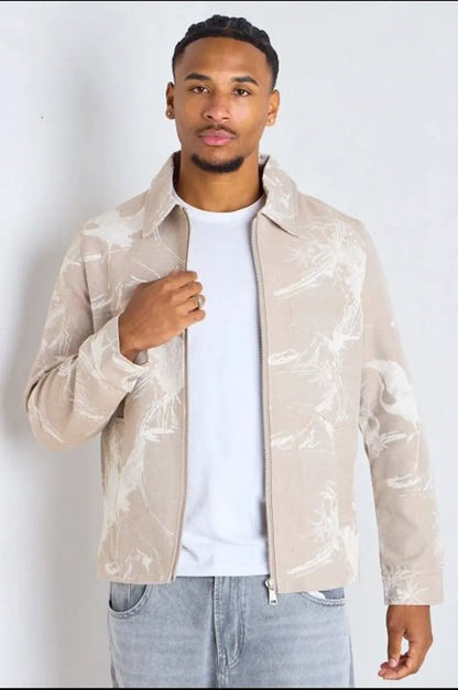 Beige jacket with printed pattern